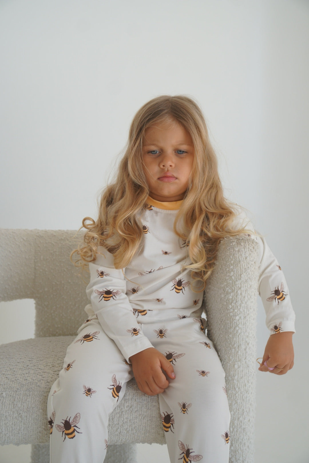 Bee kids pajamas yellow cuffed fit (pre order)