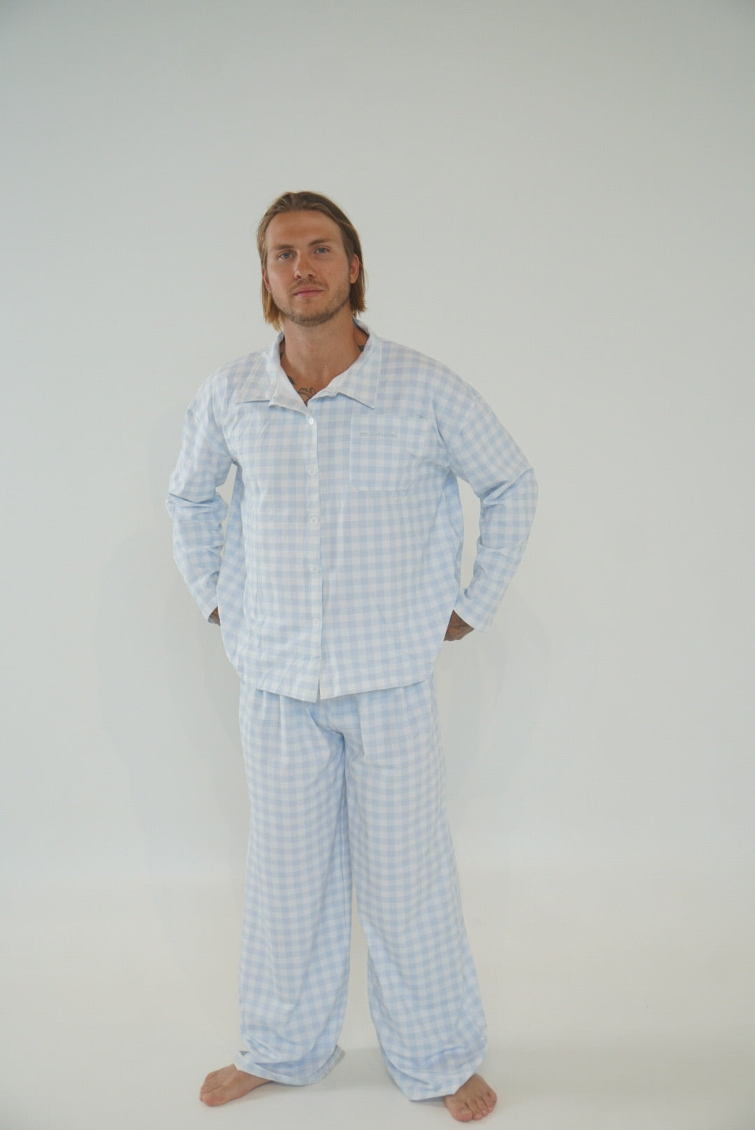 Blue Gingham Adult Pyjamas