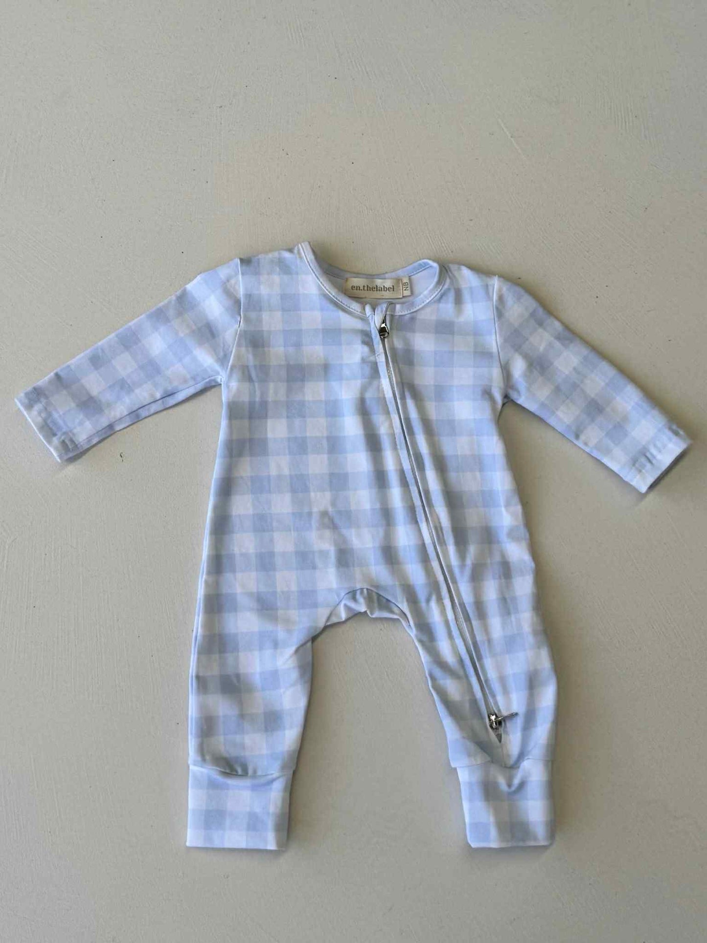 Blue Gingham Baby Romper