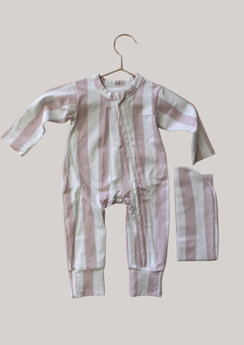 Stripe Romper + Topknot I Size 0-3m