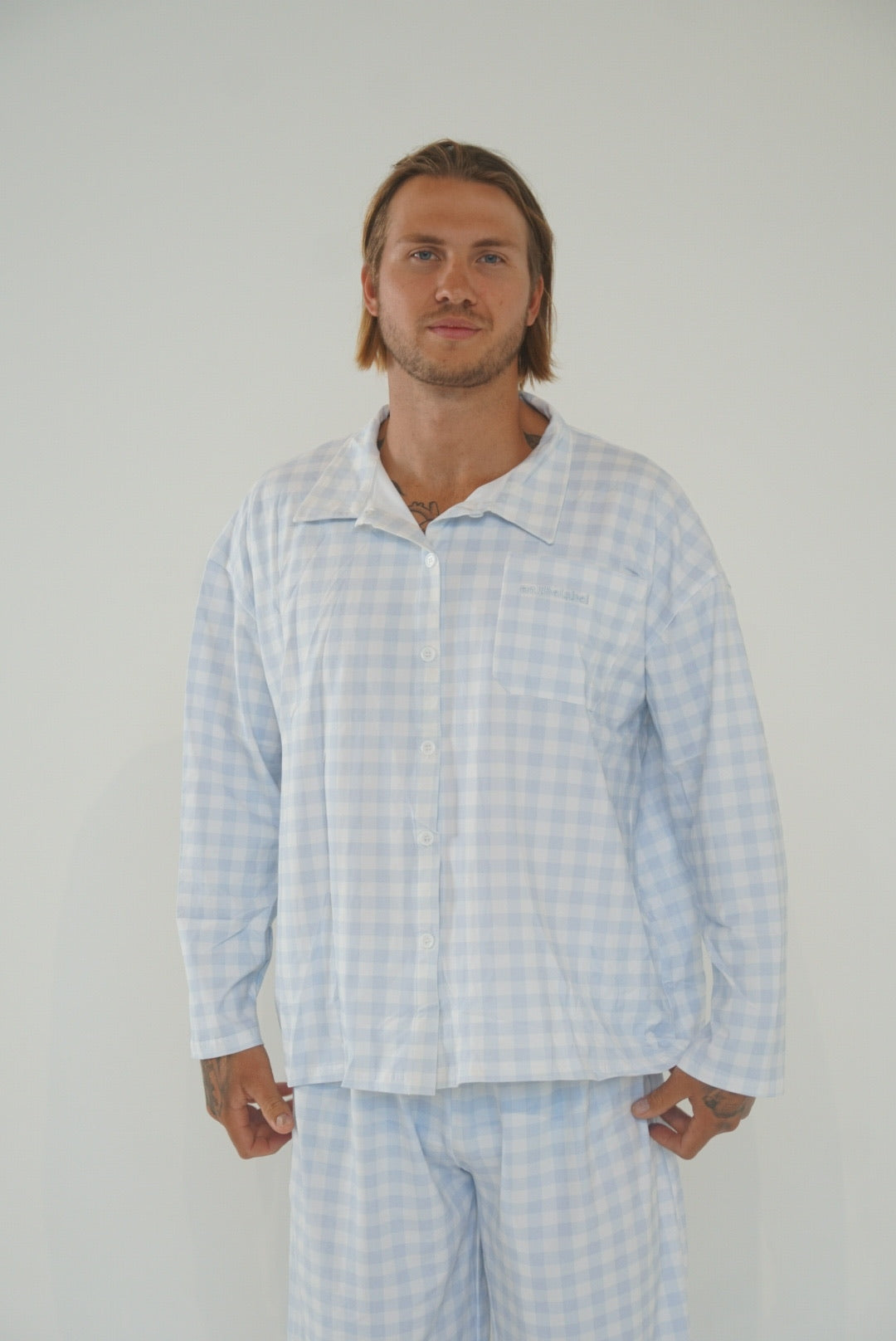Blue Gingham Adult Pyjamas