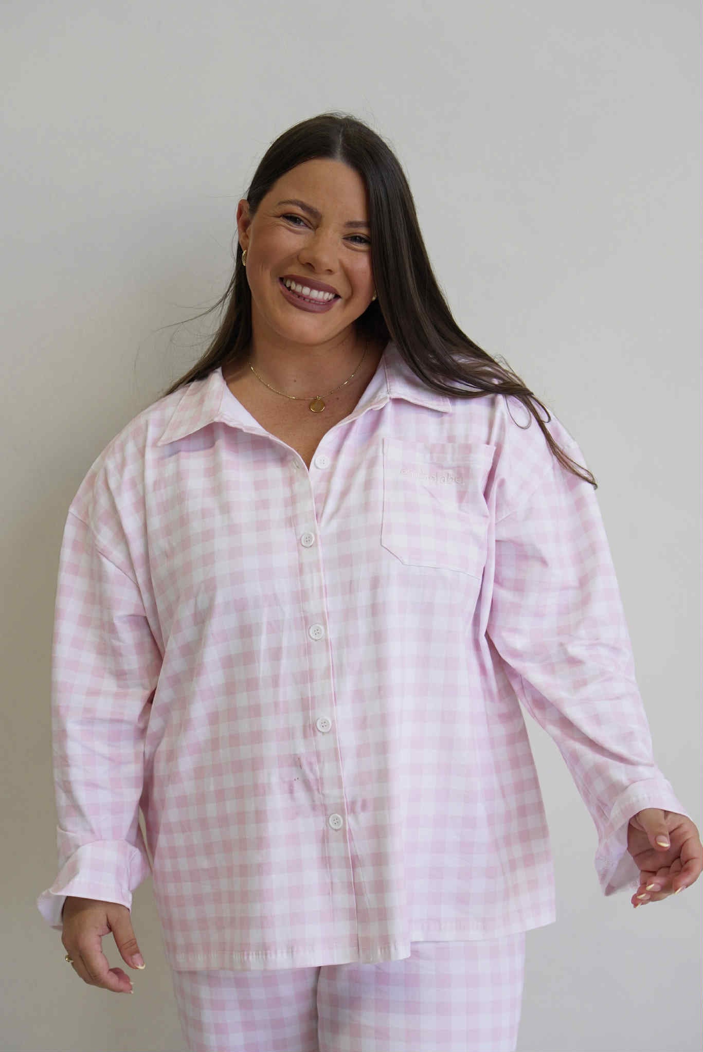 Pink Gingham Adult Pyjamas
