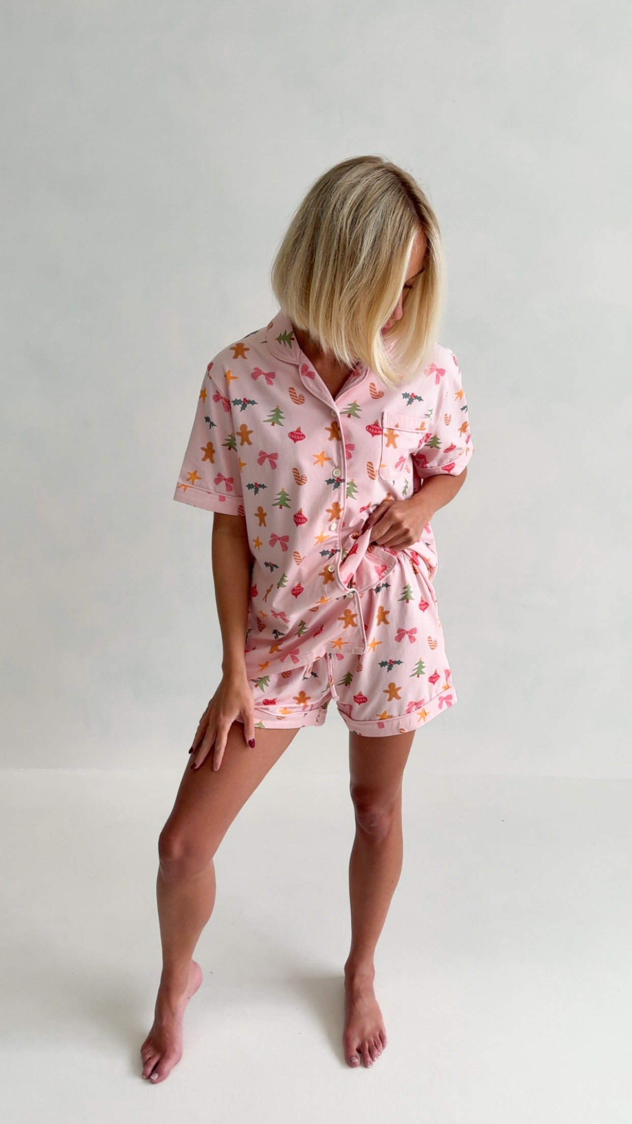 Christmas print- pink adults