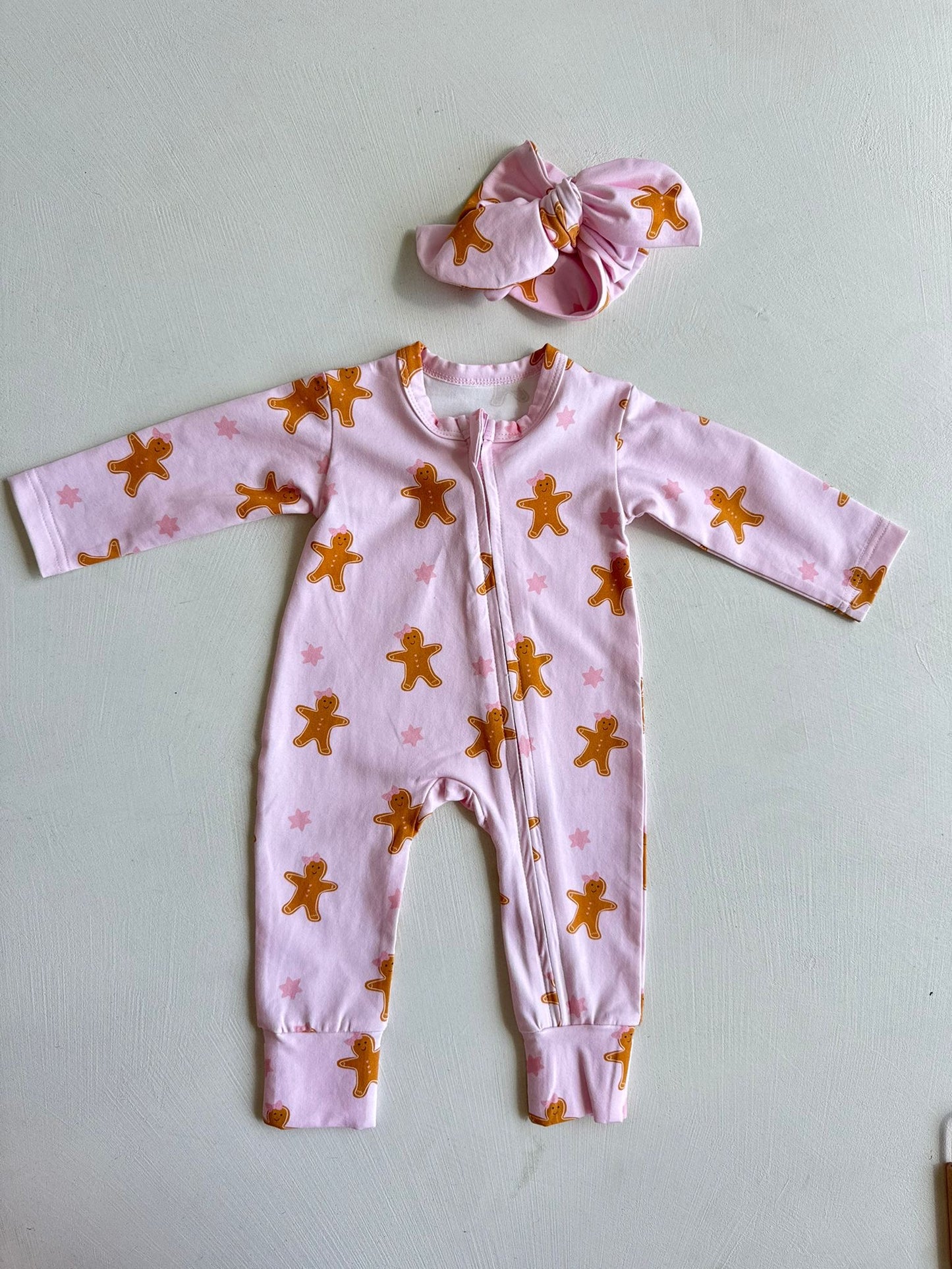 Gingerbread baby romper- Pink