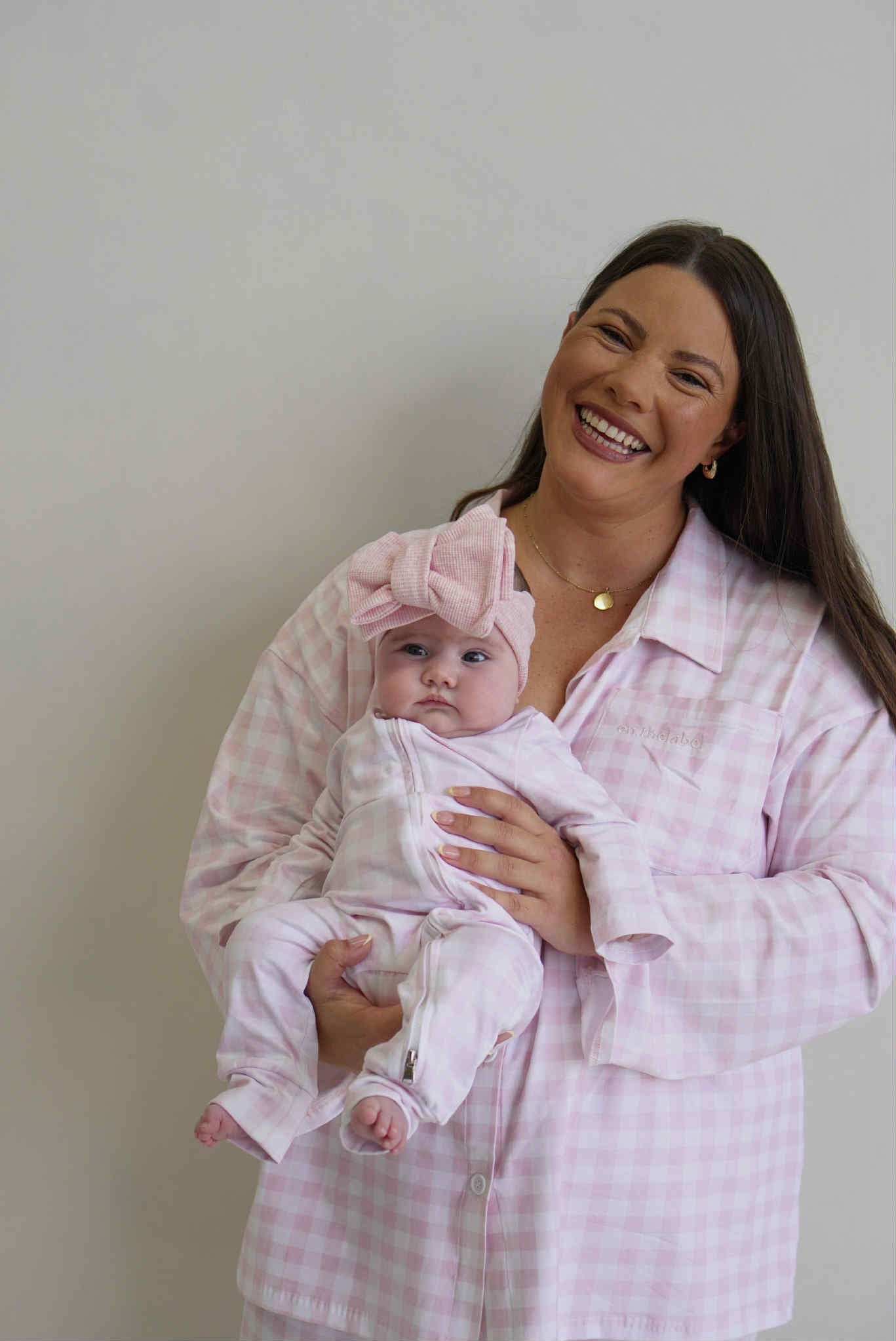 Pink Gingham Baby Romper