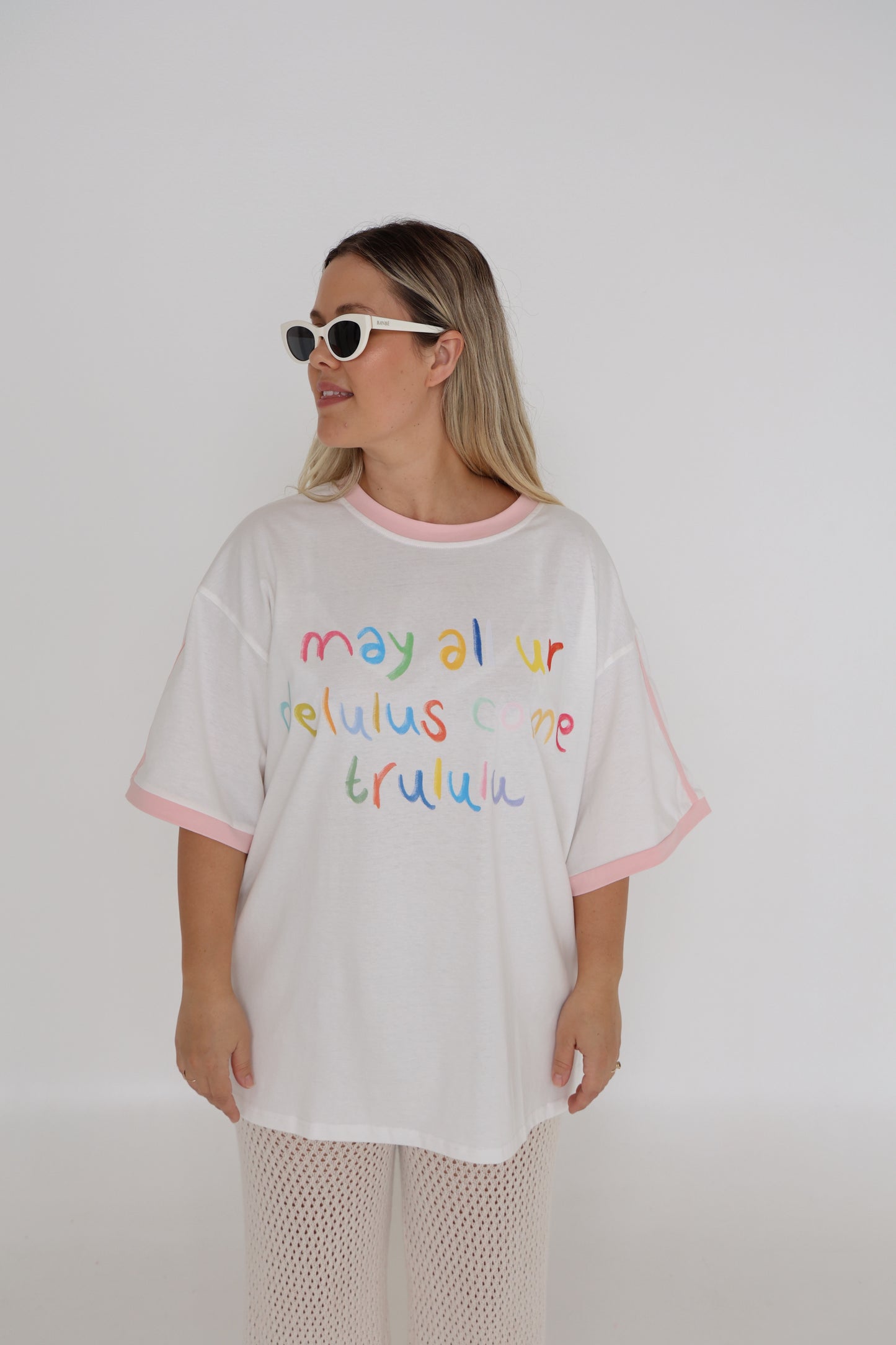 Pink - 'May all ur Delulus come trululu' Womans tee