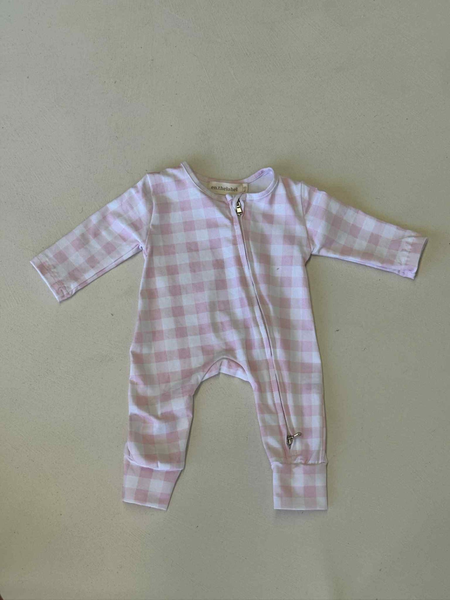 Pink Gingham Baby Romper