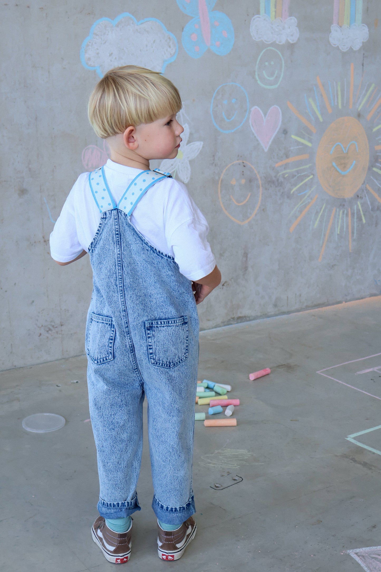Polka Dot Overalls | Baby Blue
