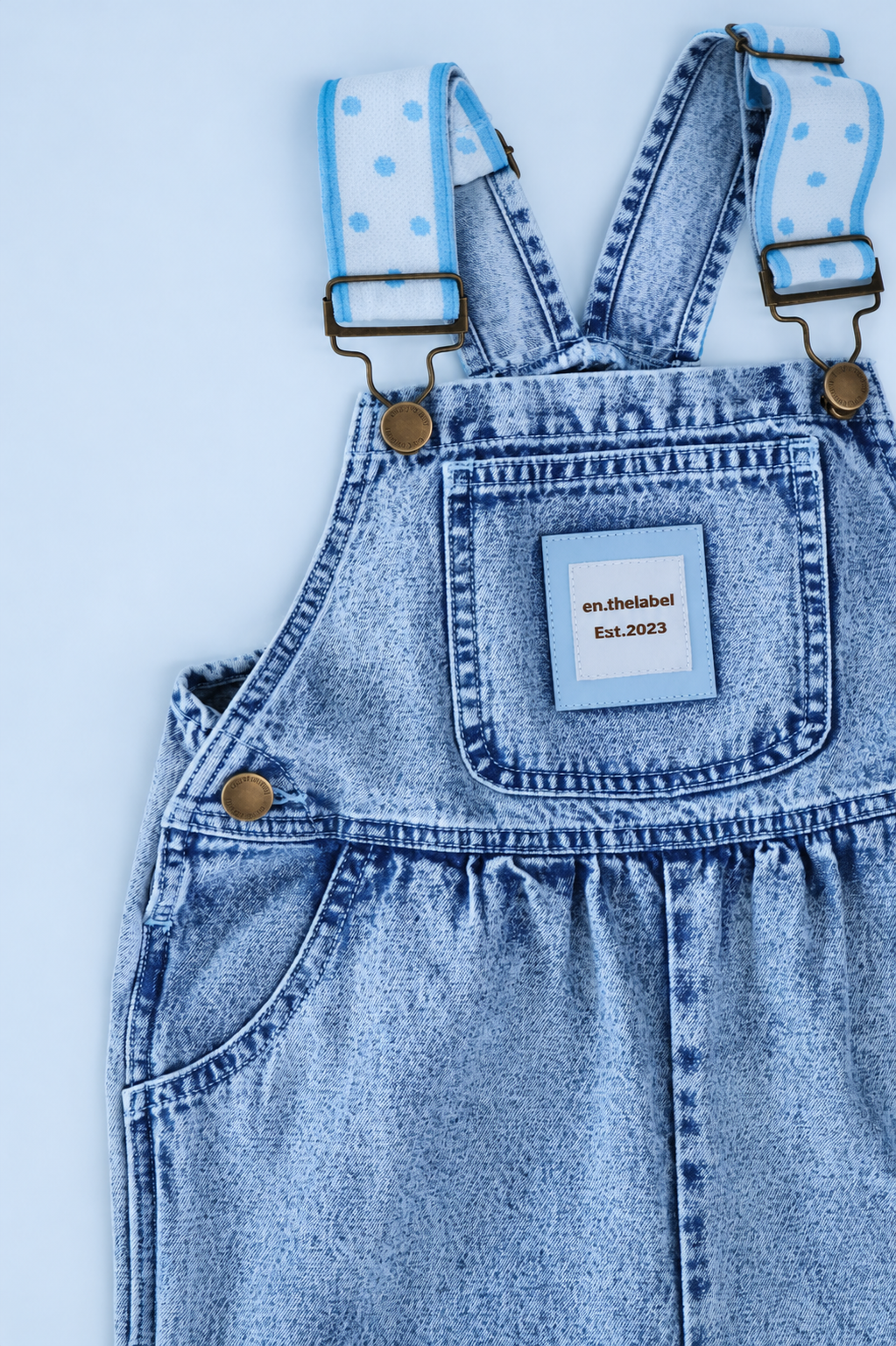 Polka Dot Overalls | Baby Blue