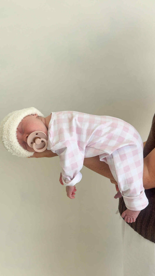 Pink Gingham Baby Romper